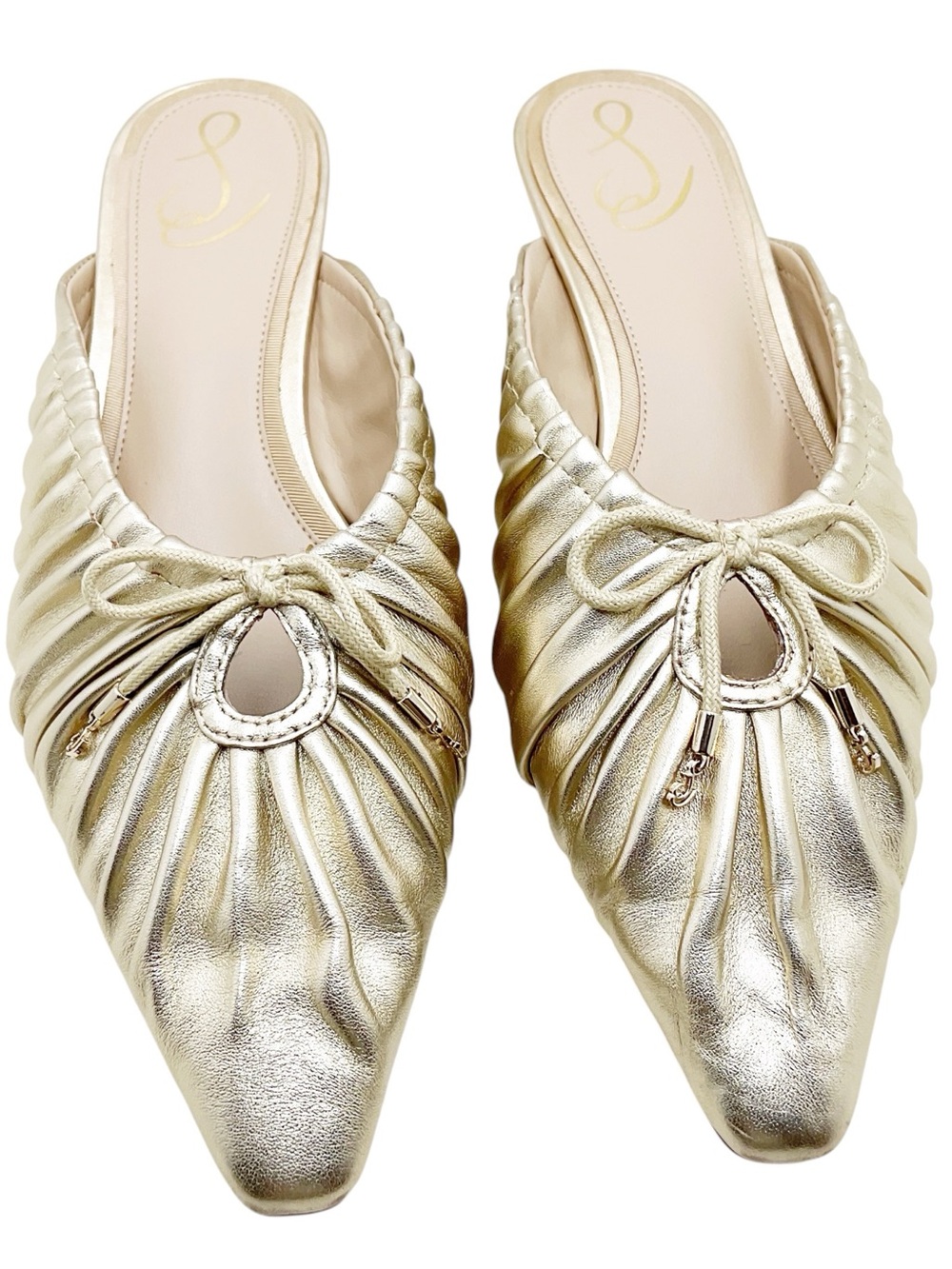 {Sam Edelman} Julia Metallic Gold Pointed Toe Mules - Picture 7 of 14